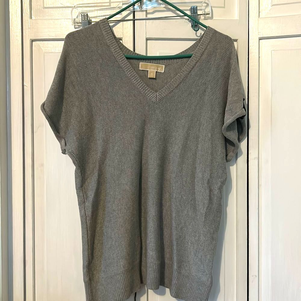 Michael Kors cotton blend with leather accents - short sleeve sweater - Size M